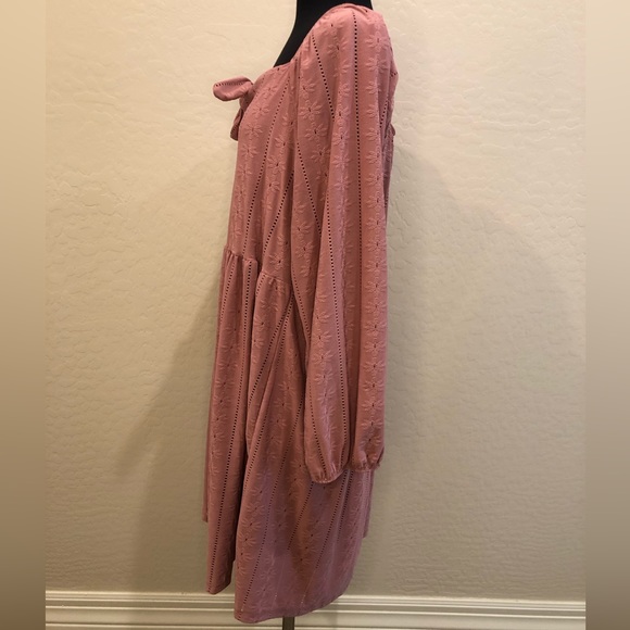 NWT | Vibe Sportswear Babydoll Eyelet Long Sleeved Mini Dress - Picture 5 of 13